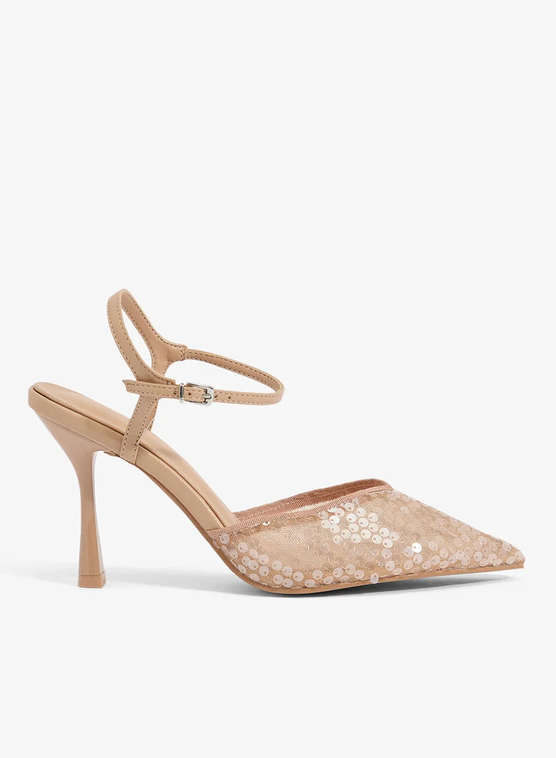 Ella Limited Edition Sequin Detail Embellished Pump With Strap